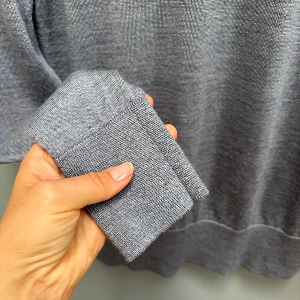 Allsaints Mode Merino Crew Neck Ramskull Sweater in Smith Blue M